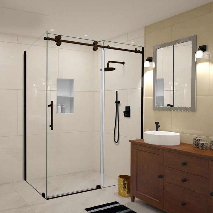 Elevate 72-Inch High Semi-Frameless Curved Corner Sliding Shower Door