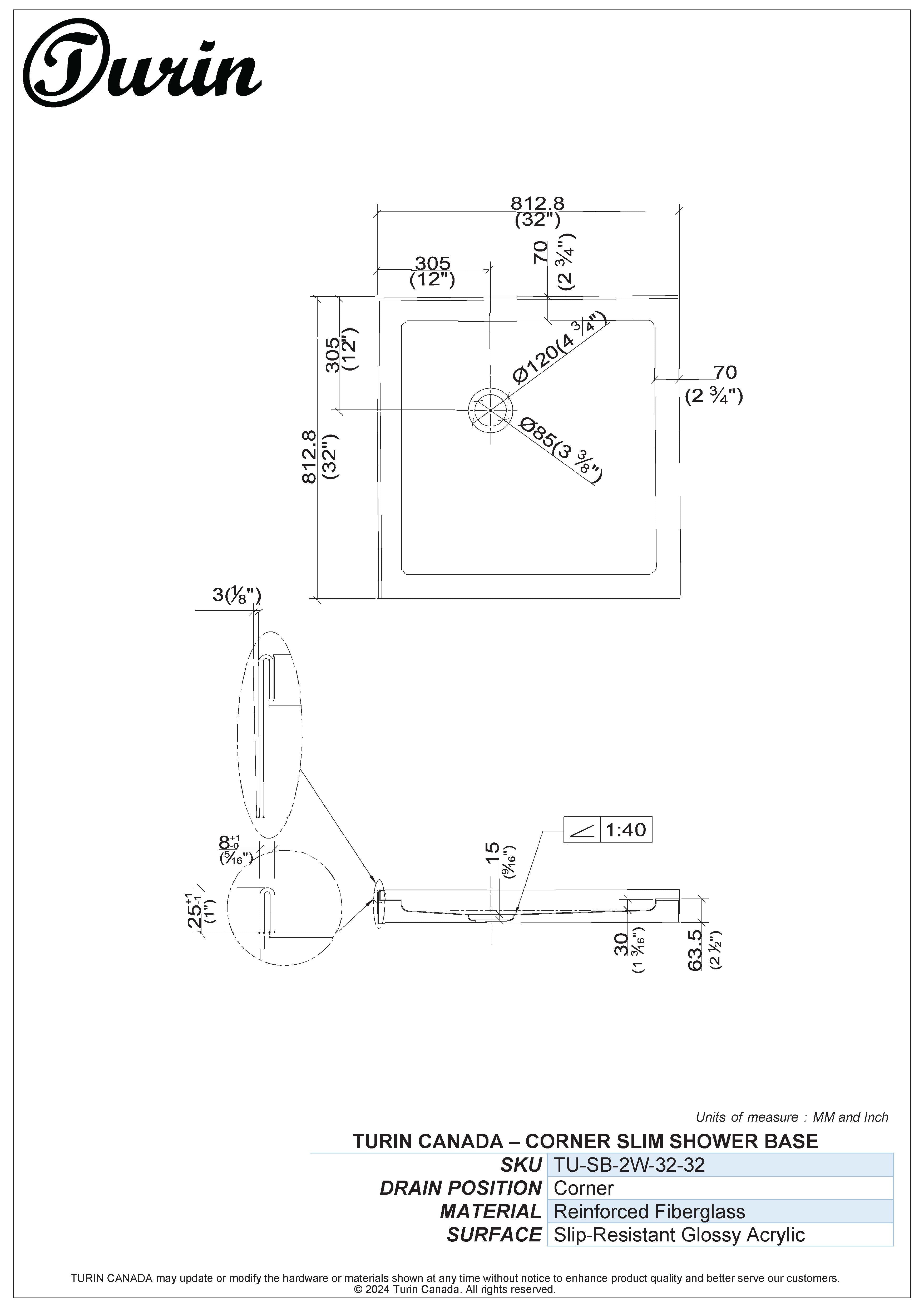 Corner Shower Base