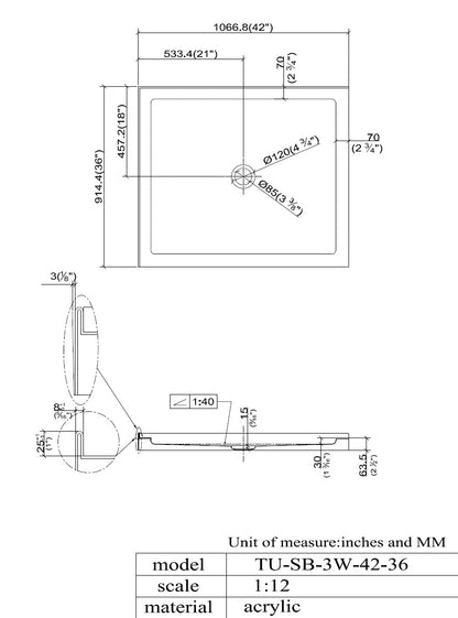 Alcove Shower Base