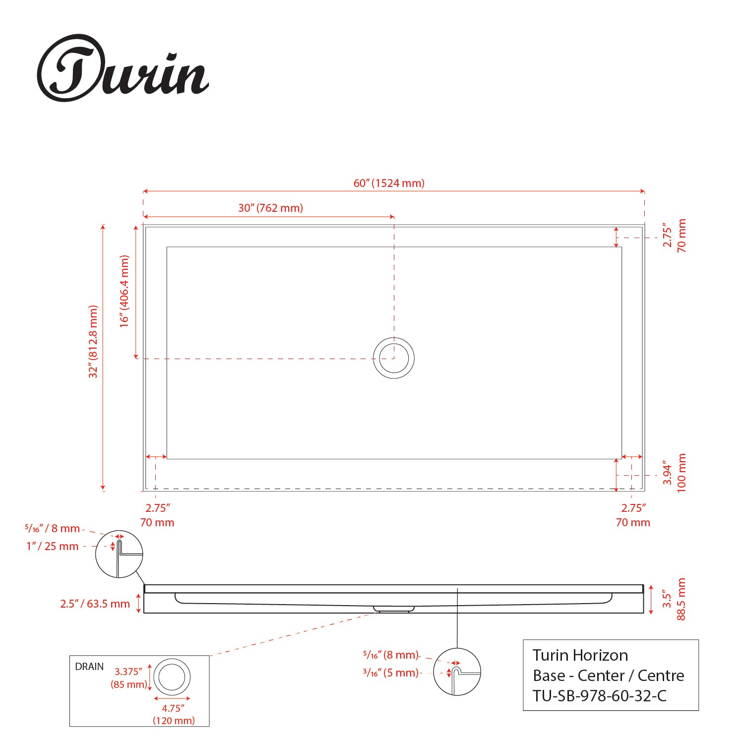 Alcove Shower Base