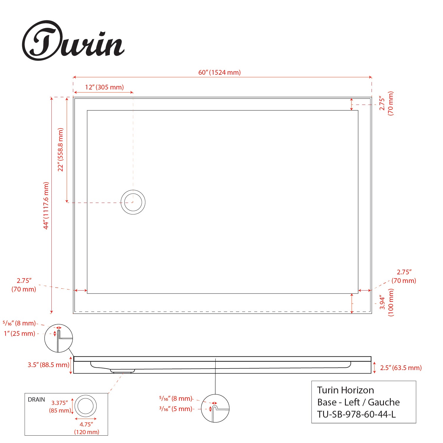 Alcove Shower Base