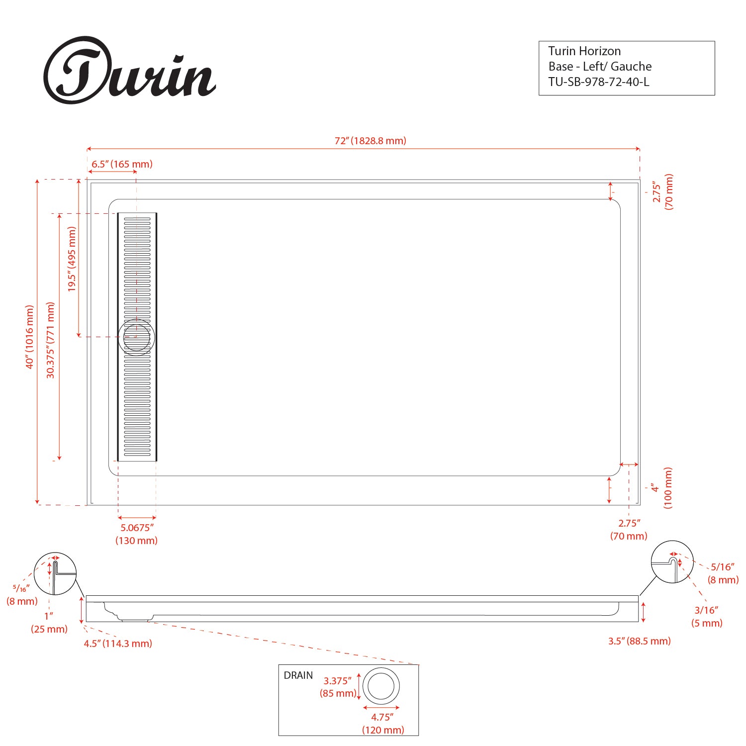 Alcove Shower Base